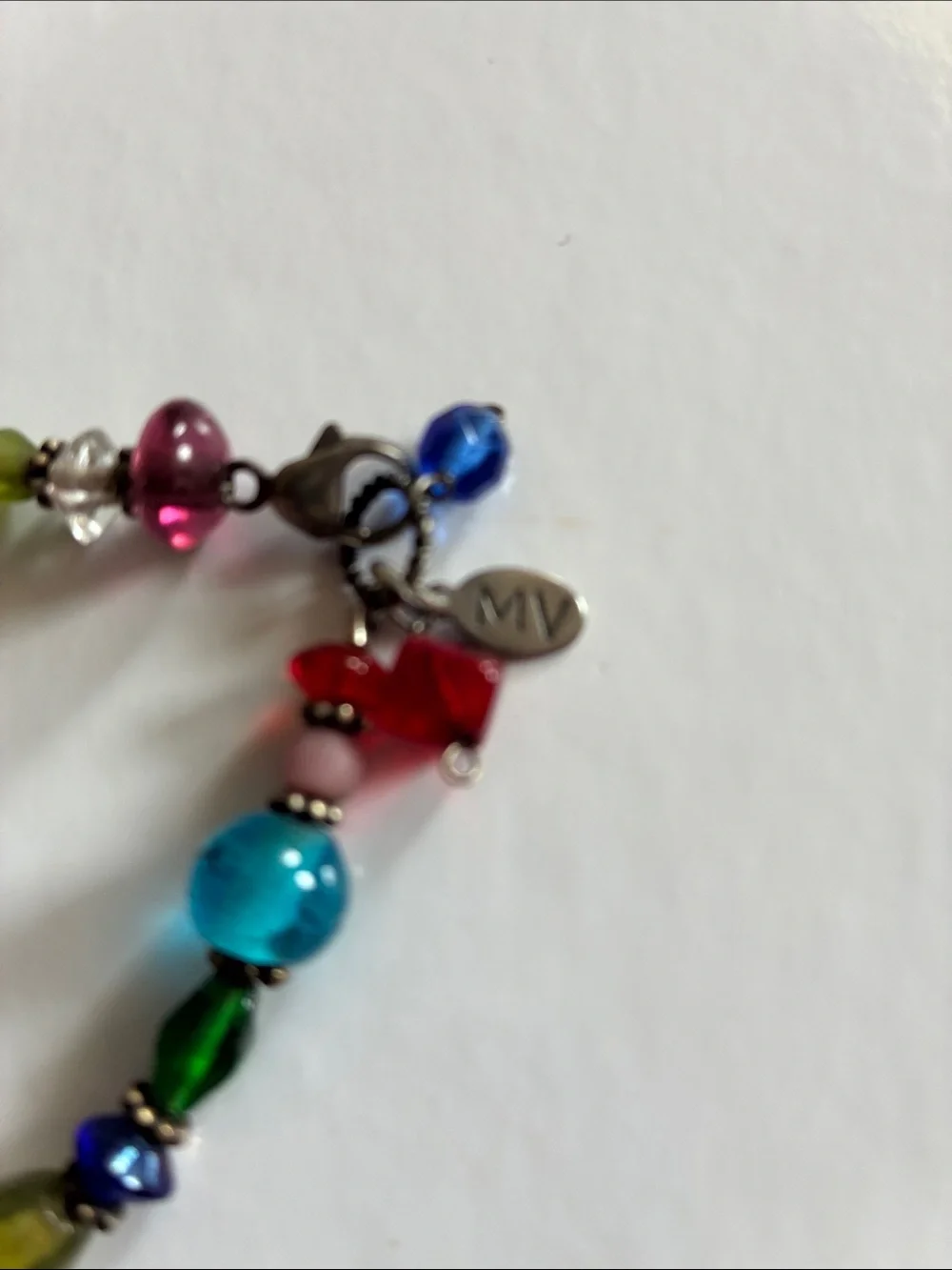 Murano Multicolor Glass Bead Bracelet with Silver Murano Tag - Picture 2 of 4